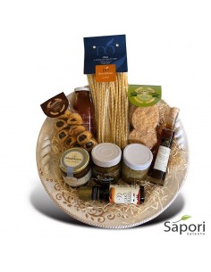 Cesto Otranto Ponente con centro tavola di prodotti bio