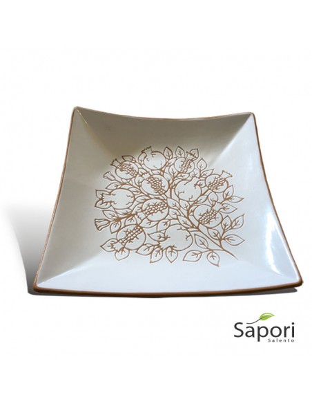 Centrotavola Porta Frutta quadrato stile moderno in Terracotta Artigianale Sapori Salento
